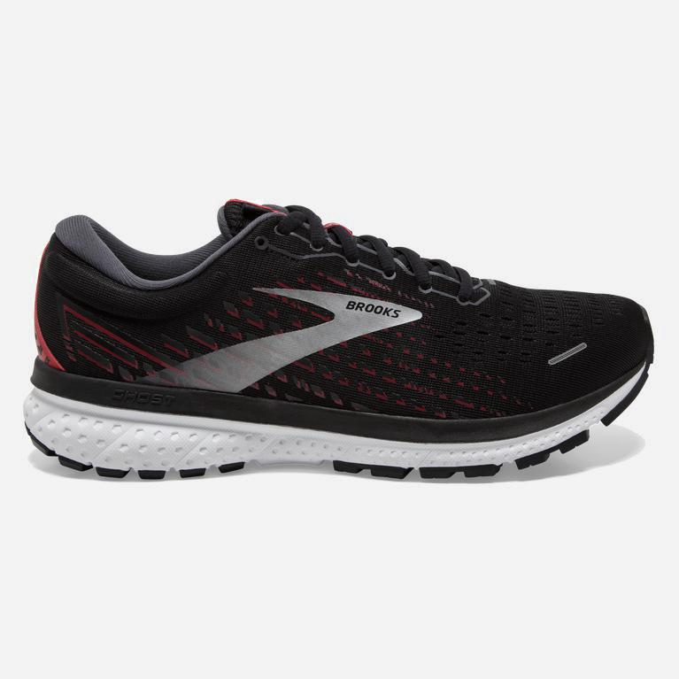 Brooks Ghost 13 Israel - Men's Road Running Shoes - Black/Ebony/grey Charcoal/Tango Red (89415-MAFL)